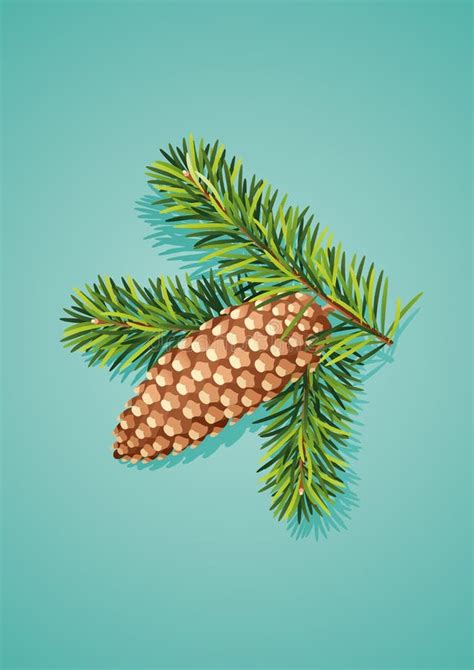 Cone do pinho filial ilustração do vetor Ilustração de planta