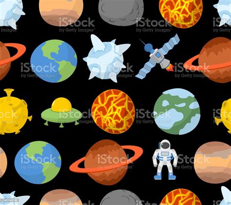 Planets Of Solar System Seamless Pattern Stock Illustration Download