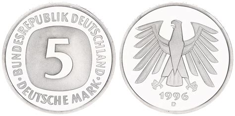 Deutschland Bundesrepublik 5 Mark 5 DM Kursmünze 1996 D TOP Erhaltung