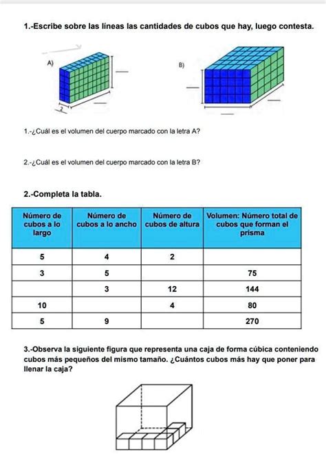 SOLVED escribe sobre la línea las cantidades de cubos que hay luego