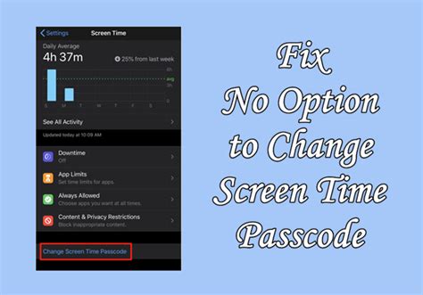 How To Fix No Option To Change Screen Time Passcode