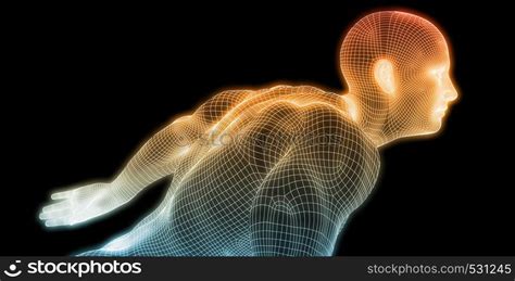 Human Body Digital Visualization Running Forward Art. Human Body ...