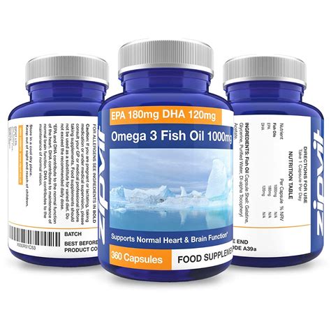 Omega 3 Fish Oil 1000mg 360 Softgel Capsules 12 Months Supply EPA