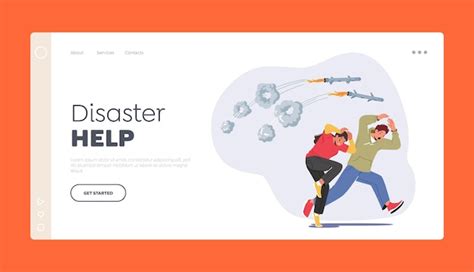 Premium Vector Disaster Help Landing Page Template Refugee Characters