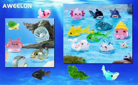 Amazon AWEELON 32Pcs Ocean Themed Mini Resin Axolotl Miniature