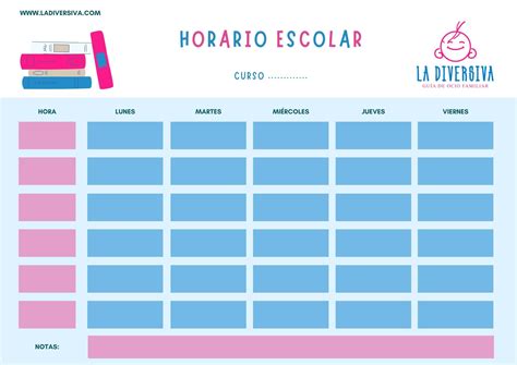 Descarga La Plantilla Del Horario Escolar Para Niños Y Niñas