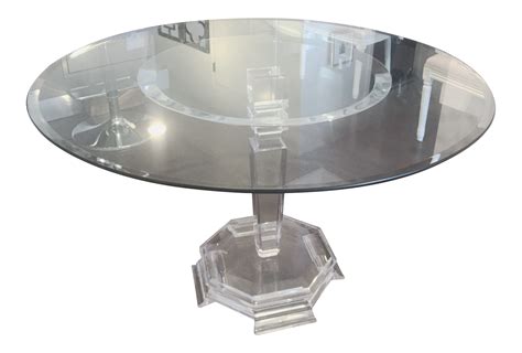 Glass And Lucite Round Dining Table Chairish