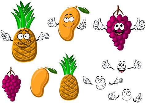 Uva Personaje De Dibujos Animados De Color Púrpura De Frutas Vectores Libres De Derechos Istock