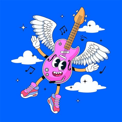 Illustration De Dessin Animé De Guitare électrique Dessinée à La Main