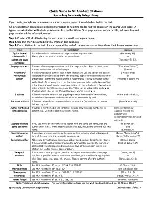 Fillable Online Quick Guide To MLA In Text Citations Fax Email Print