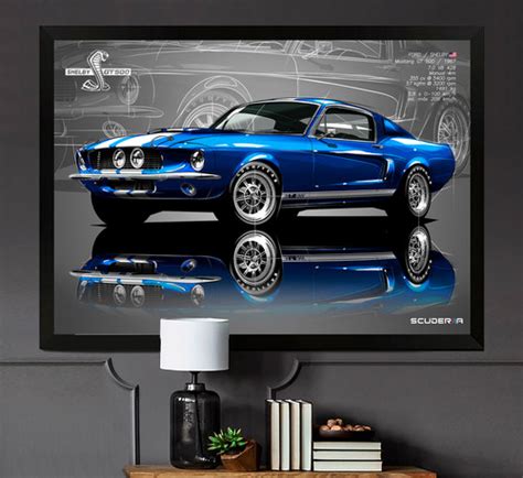 QUADRO DECORATIVO FORD SHELBY MUSTANG GT 500 67 PERSPECTIVE