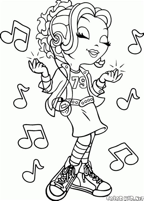 Coloring Page The Girl Sings