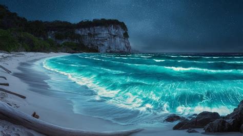 Premium Photo Secret Beach Cove With Bioluminescent Waves 11