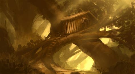 wallpaper building, forest, hut, art HD : Widescreen : High Definition : Fullscreen