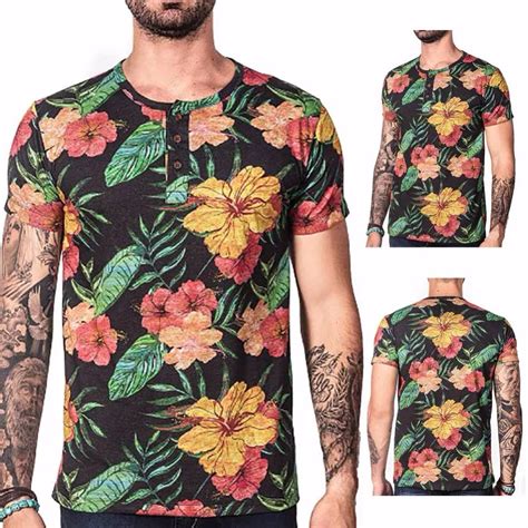 Summer Men Clothing T Shirt Men Floral Print Flower Tshirt Men Short Sleeve O Neck Tops Tees