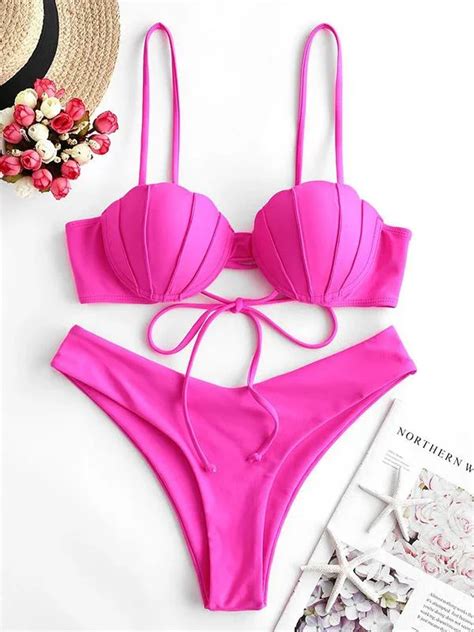 Sexy Seashells Spaghetti Neck Split Type Bikini Swimsuit