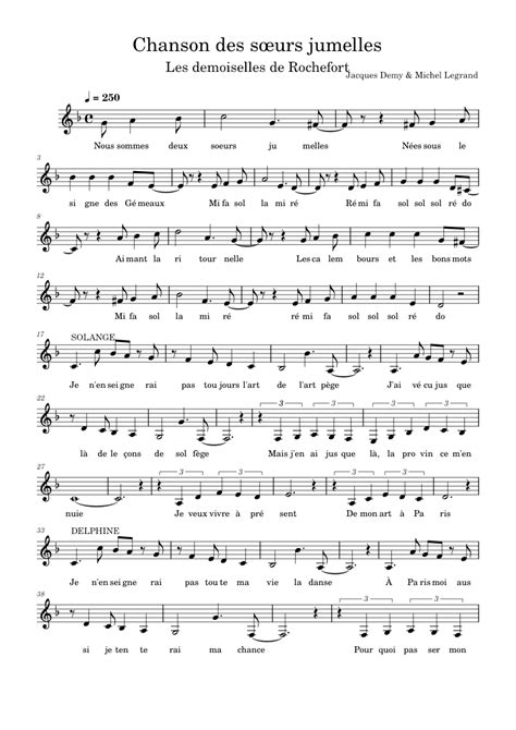 Chanson Des Sœurs Jumelles Fam Sheet Music For Trumpet In B Flat Solo