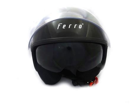 KASK FERRO 809AL Z SZYBĄ I BLENDĄ PRZECIWSŁONECZNĄ BEZ SZCZĘKI CZARNY S