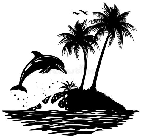 Silhouette Tropical Island Stock Illustrations 38845 Silhouette