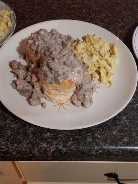 [Homemade] Biscuits & Gravy and Scrambled Eggs : r/food