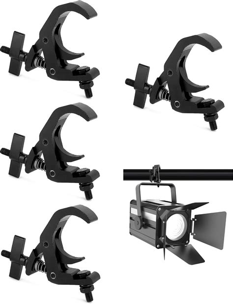 Qwork Truss Clamp Stage Lights Clamp 4 Pack Heavy Duty 330 Pound Black Clamps For