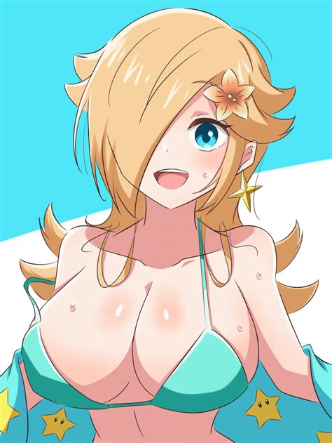 Hentai Nintendo 1girl Alluring Big Breasts Bikini Blonde Hair Blue