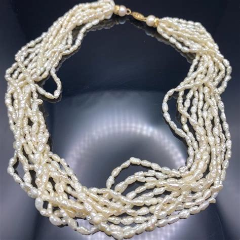 Estate 14k Jewelry Rare Estate 4k Gold Freshwater Seed Pearl Multi 1 Strand 16 Necklace 45