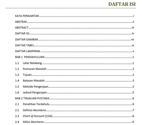 Pembuatan Daftar Isi Daftar Gambar Dan Daftar Tabel