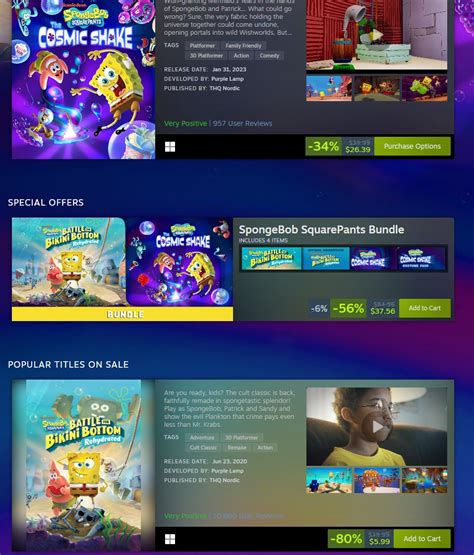 Wario64 On Twitter Spongebob Sale On Steam Https Bit Ly 3LAqlBz