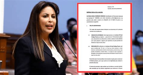 Patricia Chirinos Presenta Denuncia Ante Fiscalía Contra La Tercera