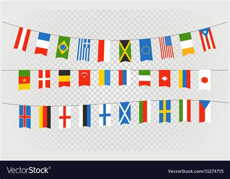 Color Flags Of Different Countries On Transparent Vector Image