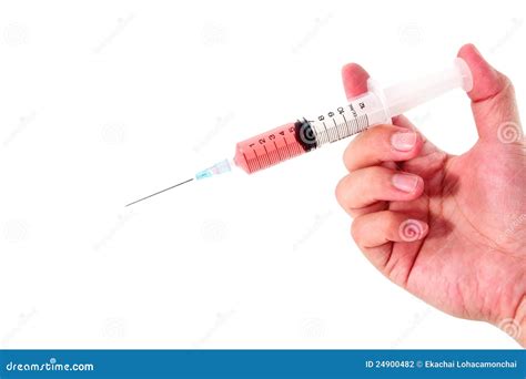 Hand Holding Filled Hypodermic Needle Stock Photo Image Of Holding