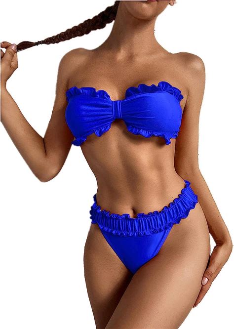 Damen Sexy Bikini 2 Teilig Bandeau Borso Mit Breitem Und