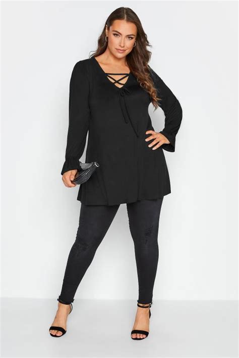 Limited Collection Plus Size Black Lattice Front Top Yours Clothing