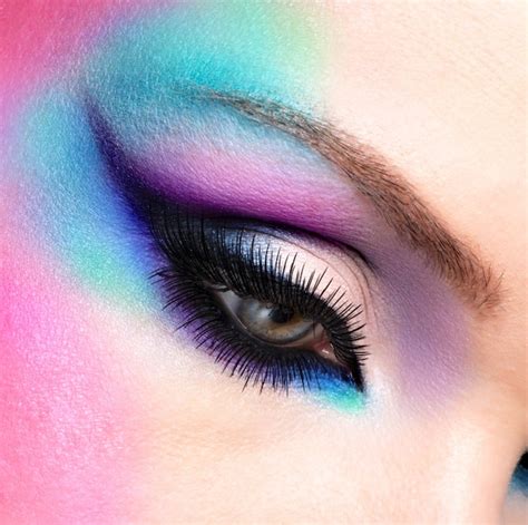 Free Photo Closeup Woman Eyes With Beautiful Fashion Bright Blue Makeup