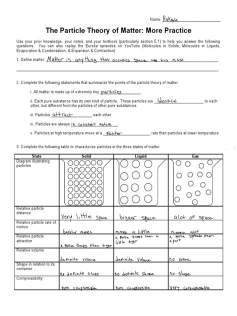 Free Kinetic Theory Of Matter Worksheet Download Free Kinetic Theory Of Matter Worksheet Png