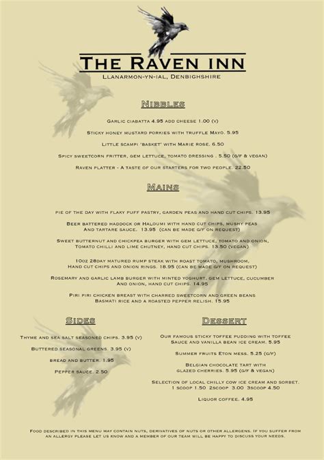 Main menu 140423 - The Raven Inn