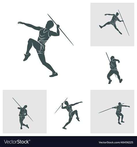 Set of javelin thrower design Royalty Free Vector Image