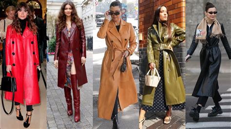 Top Stylishandtrendy Long Leather Trench Coat Outfits Designs Celebrities