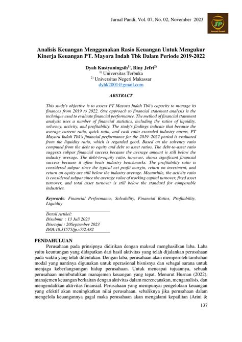 Pdf Analisis Keuangan Menggunakan Rasio Keuangan Untuk Mengukur