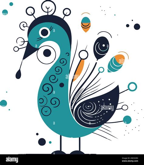 Vector Illustration Of A Cute Peacock On A White Background Flat Design Stock Vector Image