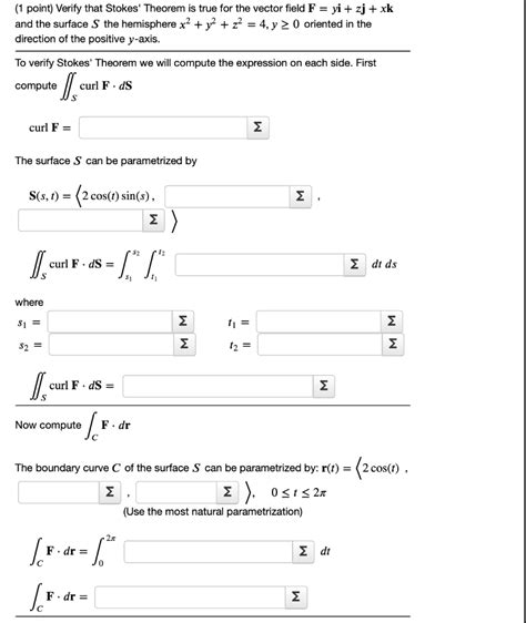 Solved 1 Point Verify That Stokes Theorem Is True For The