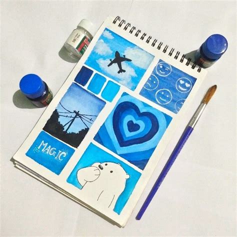 Blue aesthetic mood board 💙 | Easy canvas art, Book art diy, Blue drawings