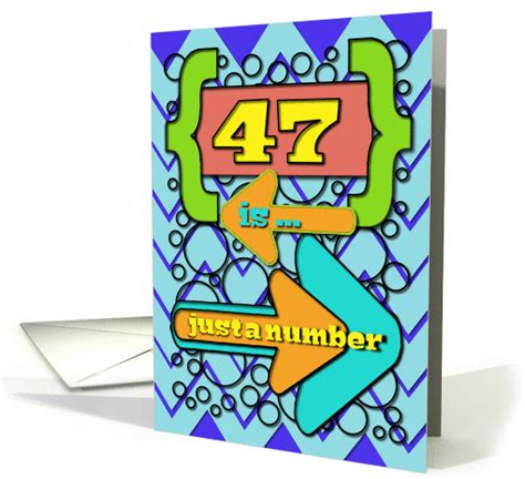 Happy 47th Birthday Just a Number Funny Chevrons and Polka Dots card