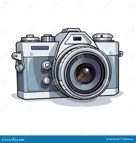 Vintage Camera Cartoon Vector Drawing For Photographers Stock