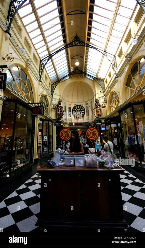 Victorian architecture of the Royal Arcade Melbourne Australia Stock ...