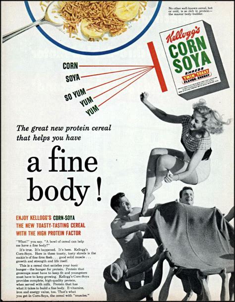 Advertisement For Kelloggs Corn Soya Cereal C 1950 Rvintageads