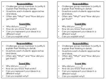 Group Roles for the Secondary Classroom with Responsibilities & Sound Bites