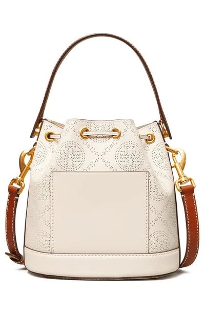 Tory Burch T Monogram Perforated Bucket Crossbody In New Ivory Modesens