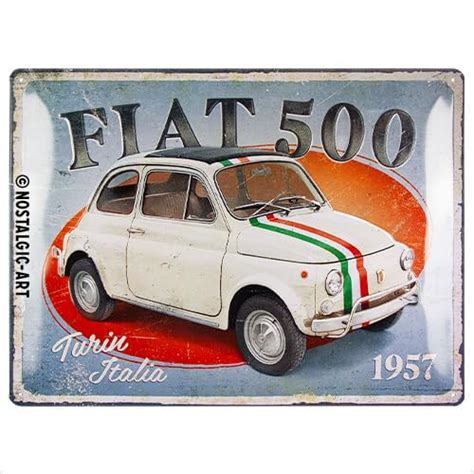 Plaque Fiat 500 Turin Italia Garage Atelier Les Plaques